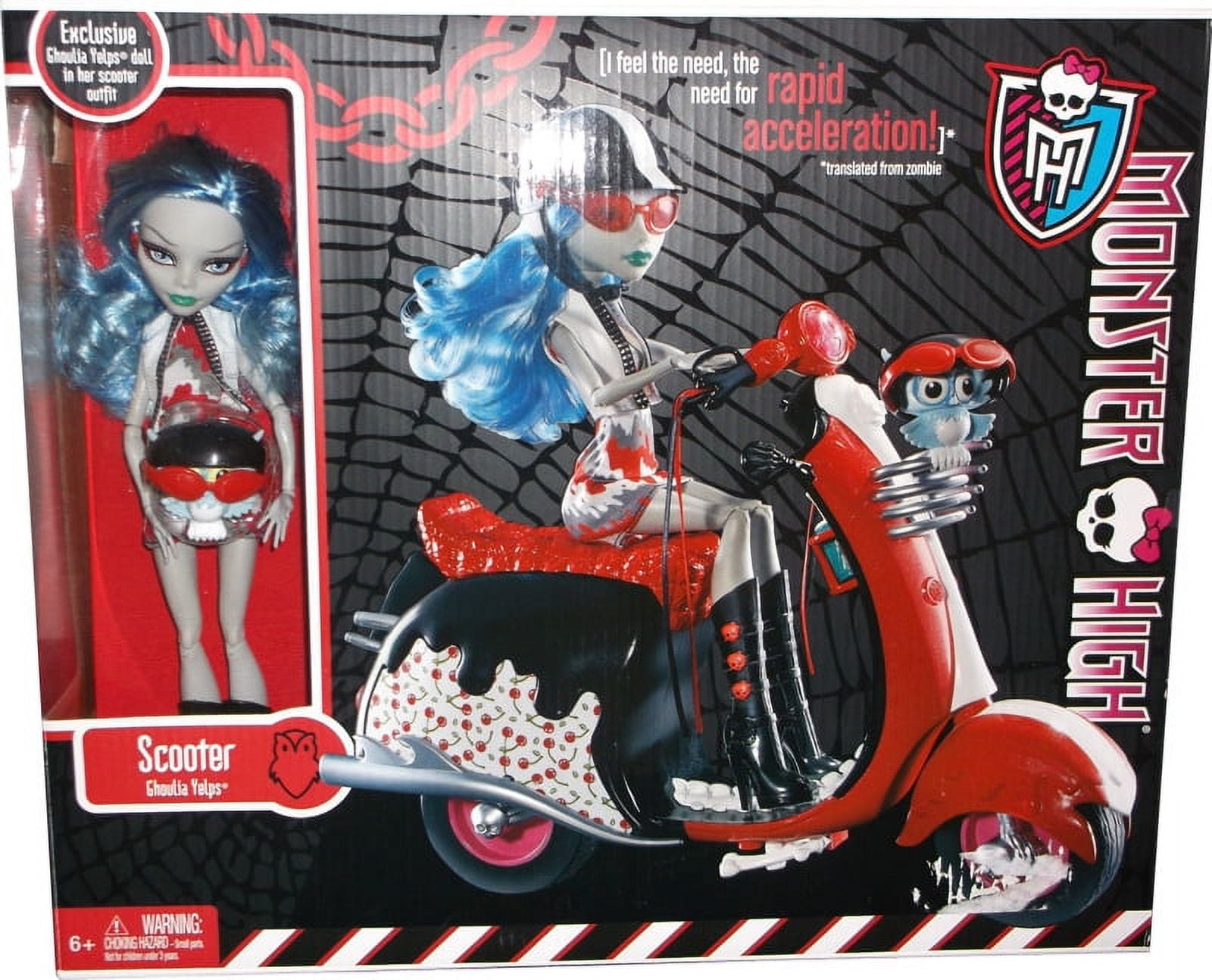 Monster High Ghoulia Yelps Doll & Scooter Set 2011 Mattel X4497