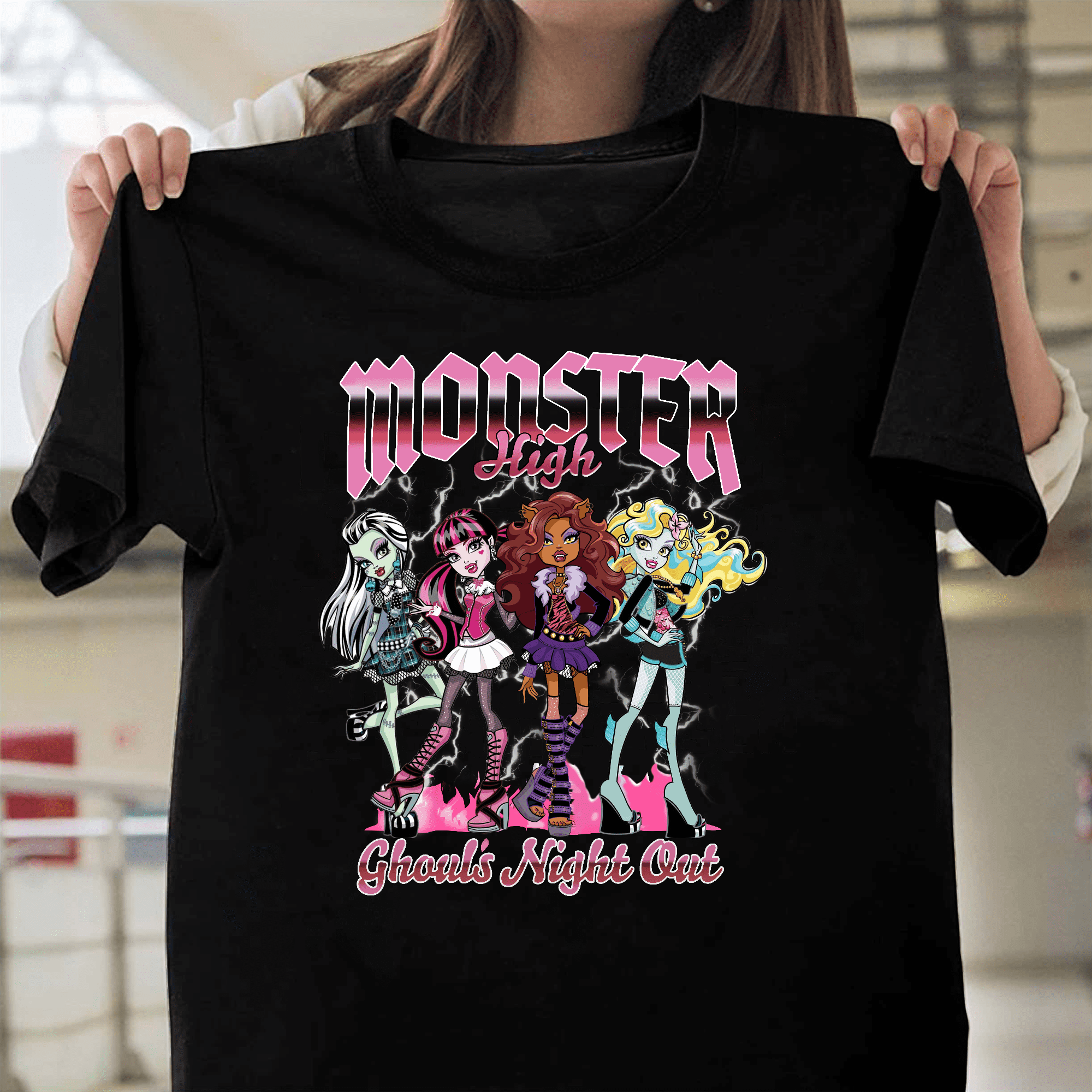 Monster High Ghouls Night Out Cartoon Party Scene Doll Franchise Fan Art V50688 Unisex T-Shirt, Size Up to 5XL