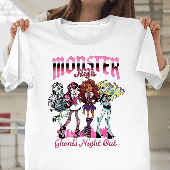 Monster High Ghouls Night Out Cartoon Party Scene Unisex T-Shirt, up to size 3XL.
