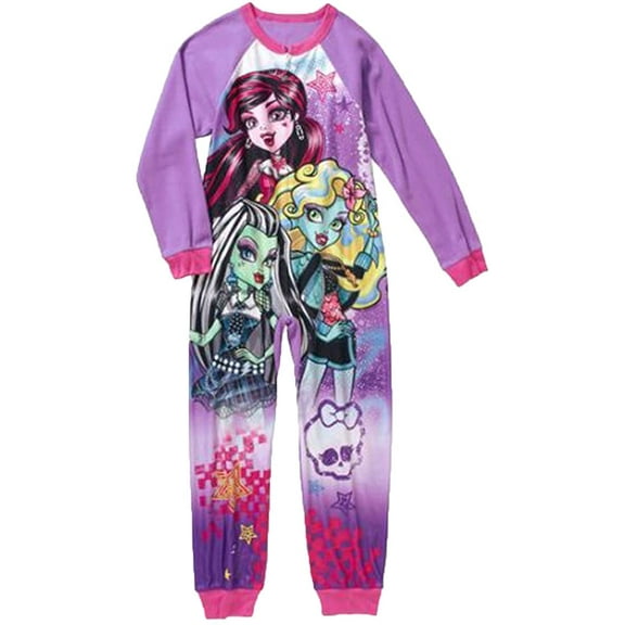 Monster High Girls One Piece Fleece Sleeper Pajama 10/12