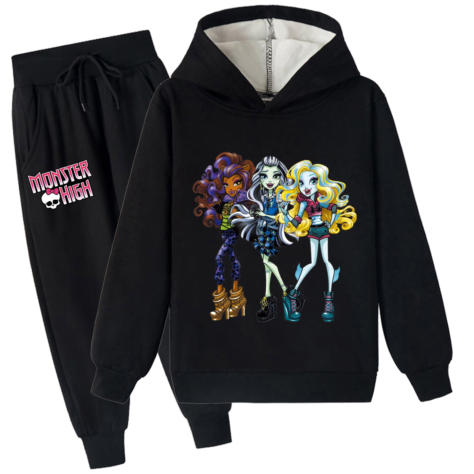 Monster High Graphic Hooded Sweatshirts and Sweatpants Set,Boys Girls ...