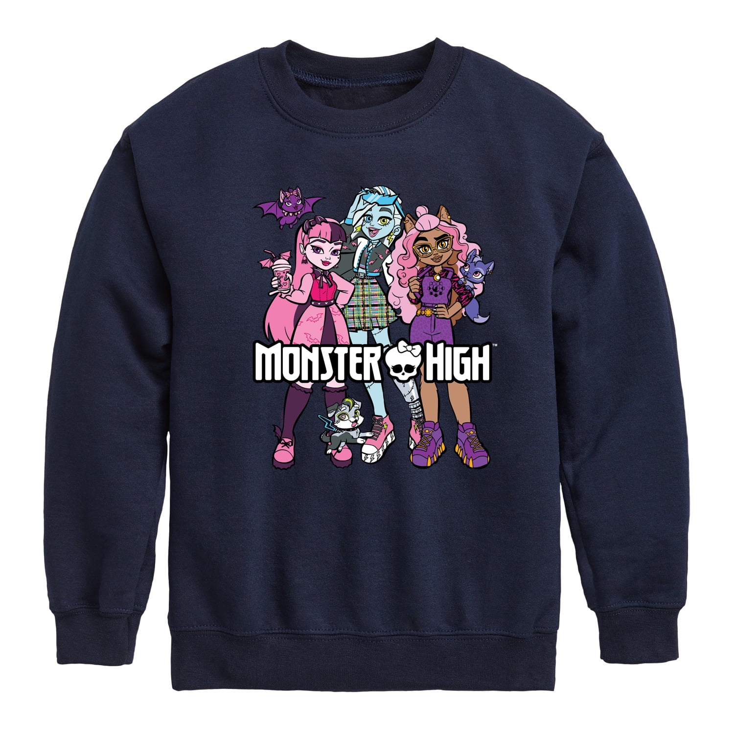 Monster High - Group With Pets - Toddler And Youth Crewneck Fleece ...