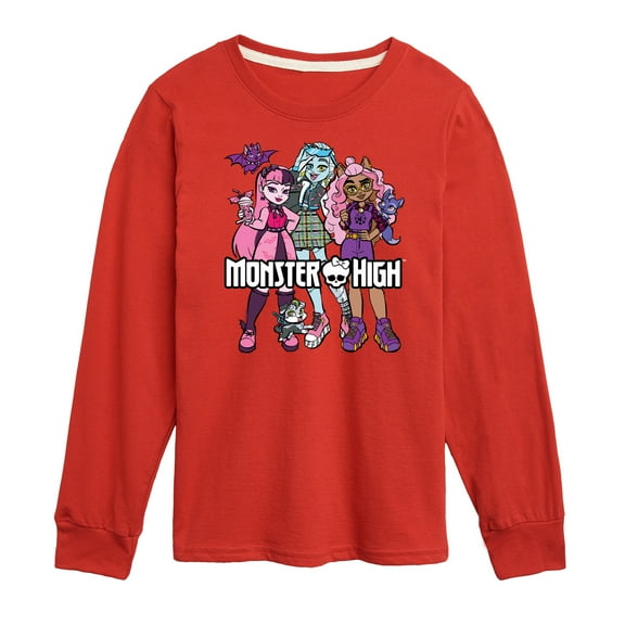 Monster High - Group With Pets - Toddler And Youth Long Sleeve Graphic T-Shirt