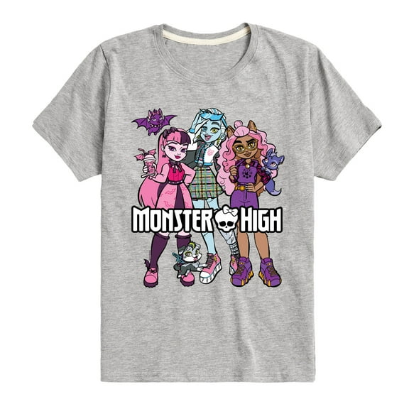 Monster High - Group With Pets - Toddler And Youth Short Sleeve Graphic T-Shirt