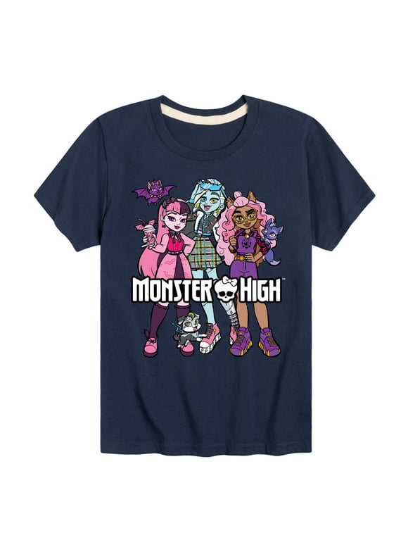 Monster High - Group With Pets - Toddler And Youth Short Sleeve Graphic T-Shirt
