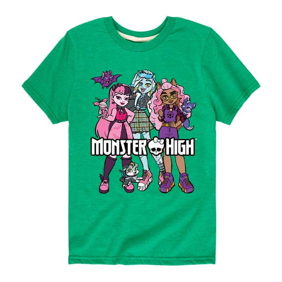 Monster High - Group With Pets - Toddler And Youth Short Sleeve Graphic T-Shirt