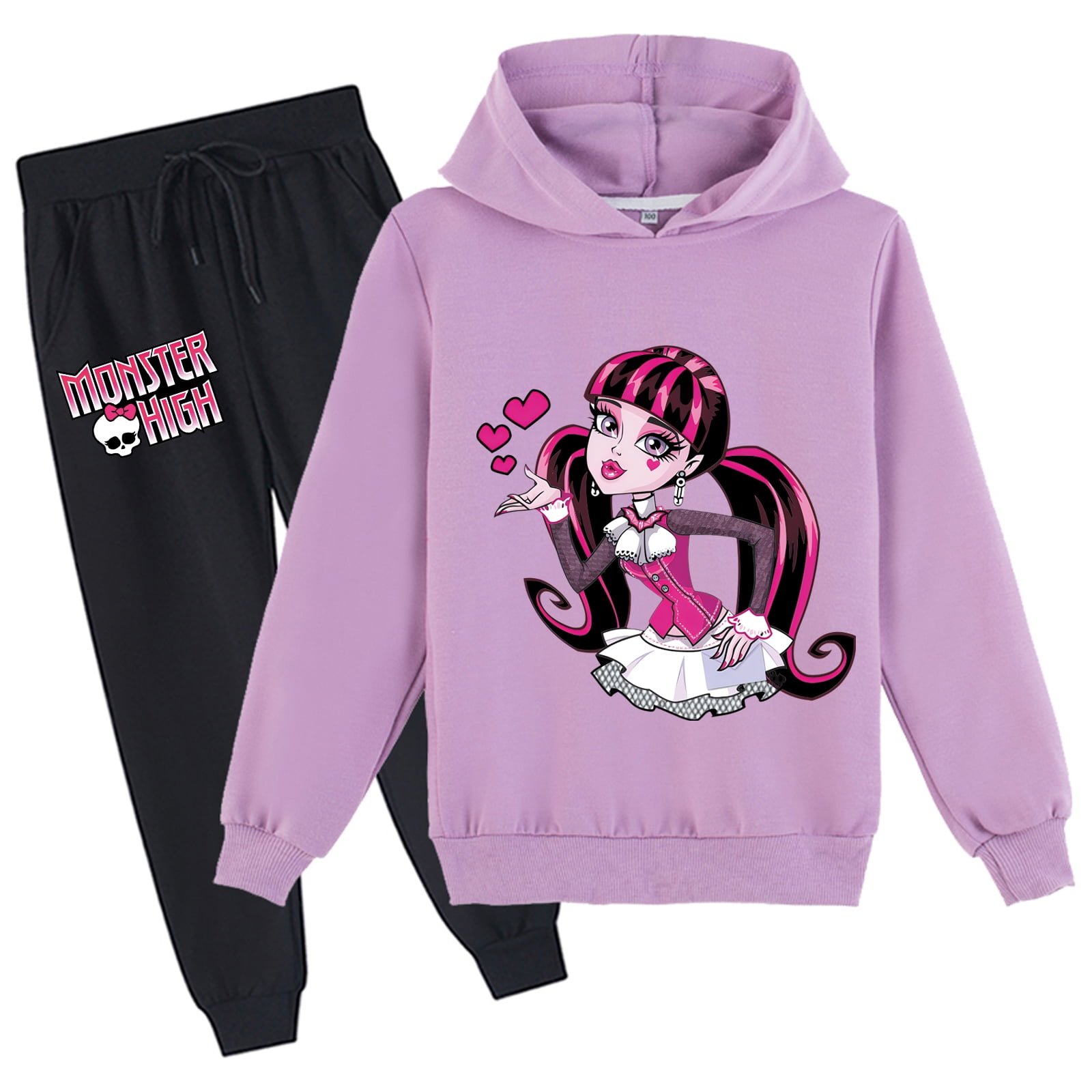 Monster High Kids Pullover Hoodie and Sweatpants Long Sleeve Tops ...