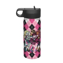 Monster High Kids Water Bottle with Flip Straw Lid 18OZ Vacuum Insulated Stainless Steel Thermos Leakproof School Travel Sports Cup for Boys Girls Gift
