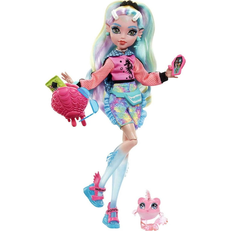 Monster High Lagoona Blue Fashion Doll with Colorful Streaked Hair,  Accessories & Pet Piranha 