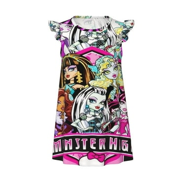 Monster High Little Girls Nightgowns Cartoon Printed Flutter Sleeve Pajamas Dress Kids Toddler Casual Sleepwear
