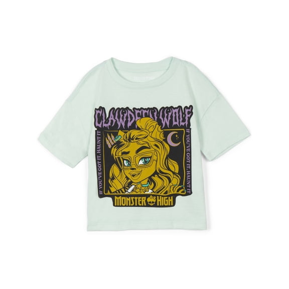 Monster High Little Girls' Short Sleeve T-Shirt Aqua Clawdeen Wolf