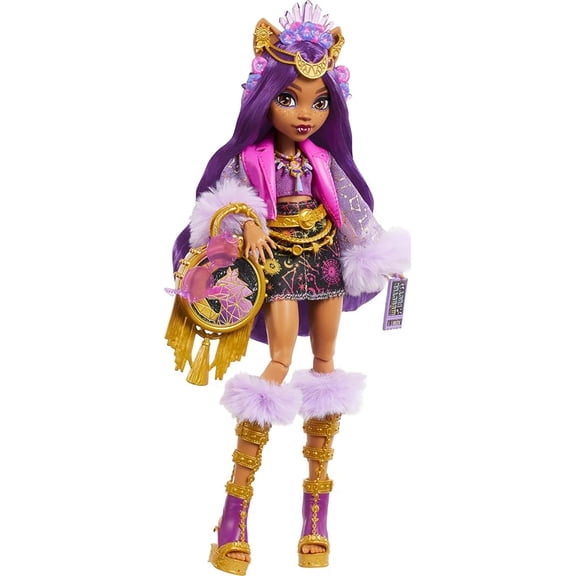 Monster High Monster Fest Doll, Clawdeen Wolf with Glam Outfit & Festival Themed Accessories like Snacks, Band Poster, Statement Bag & More