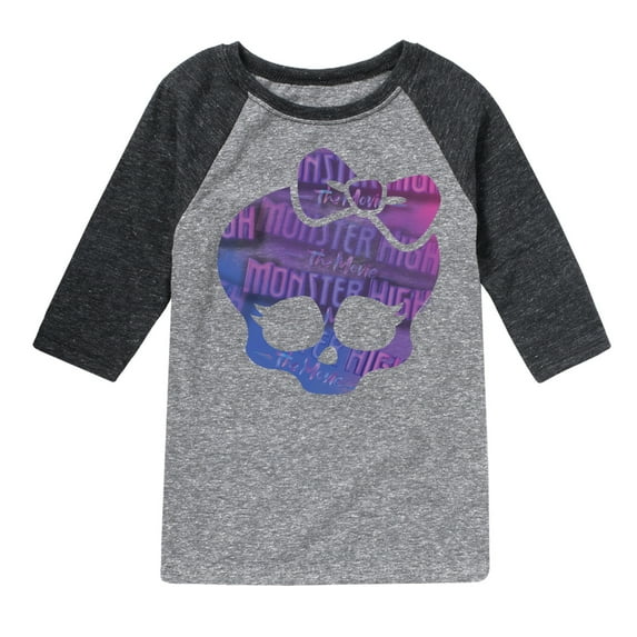 Monster High - Monster Skull & Bow - Toddler & Youth Raglan Graphic T-Shirt