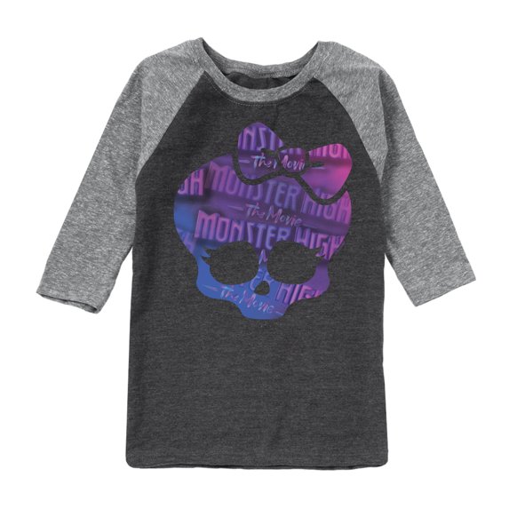 Monster High - Monster Skull & Bow - Toddler & Youth Raglan Graphic T-Shirt