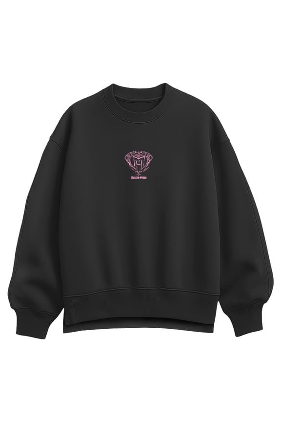 - Ornate Heart Pink - Women's Oversized Fleece Crew Sweatshirt