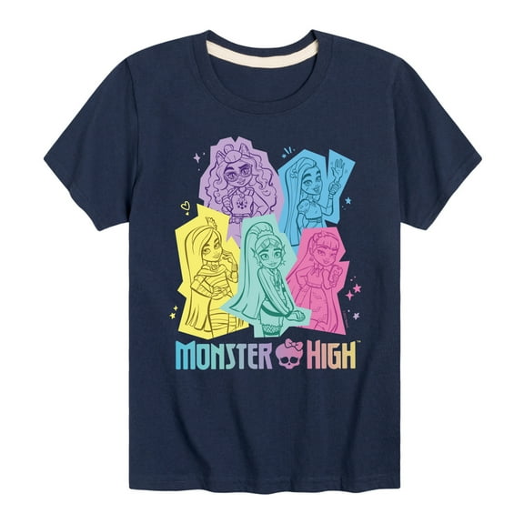 Monster High - Pastel Character Group - Toddler And Youth Short Sleeve Graphic T-Shirt