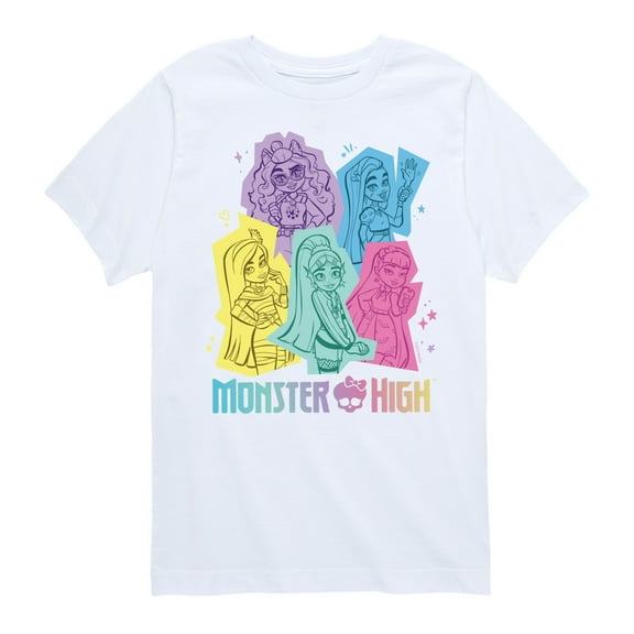 Monster High - Pastel Character Group - Toddler And Youth Short Sleeve Graphic T-Shirt