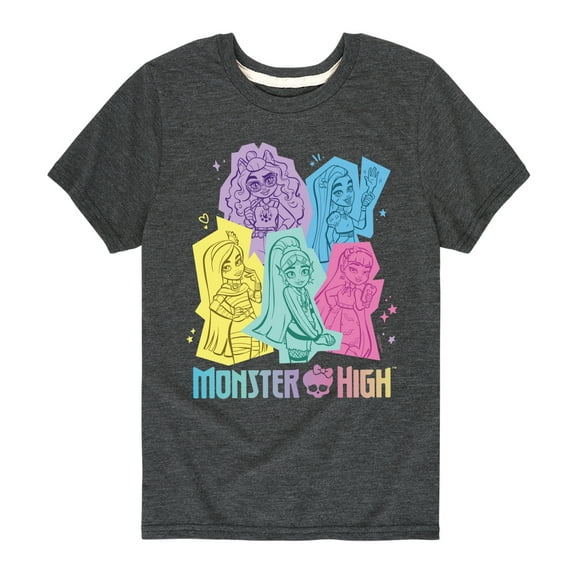 Monster High - Pastel Character Group - Toddler And Youth Short Sleeve Graphic T-Shirt
