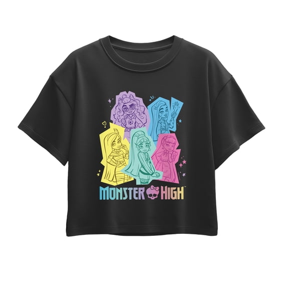 Monster High - Pastel Character Group Girls' Short Sleeve Boxy Graphic T-Shirt