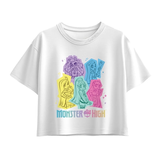 Monster High - Pastel Character Group Girls' Short Sleeve Boxy Graphic T-Shirt