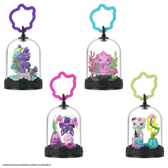 Monster High Pet Keychains, Animal Figures with Accessories and Buildable Terrarium