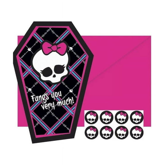 Monster High Post card Thank You 8 ct Envelopes Girls Birthday Party Supplies