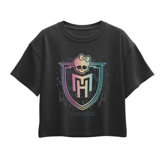 Monster High - Rainbow Shield Girls' Short Sleeve Boxy Graphic T-Shirt