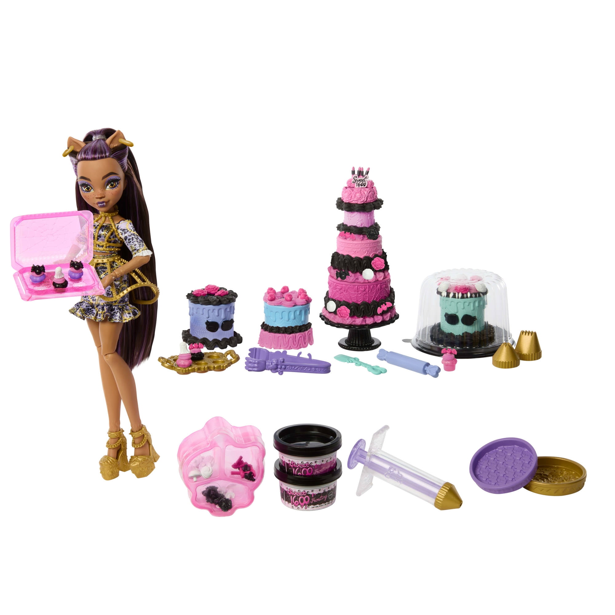Monster High Scary Sweet Birthday Cake Kit with Clawdeen Wolf Doll
