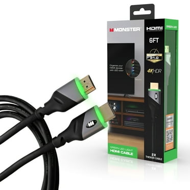 Monster High Speed 4K HDR HDMI Cable with Built-in Green LED Light - 6ft