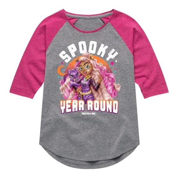 Monster High - Spooky Season Year Round - Toddler & Youth Girls Raglan T-Shirt