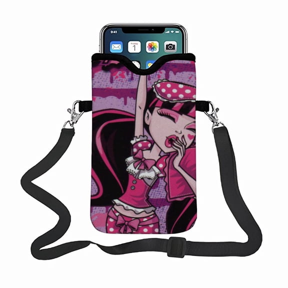 Monster High phone bag, paired with an adjustable strap small pouch compatible with most smartphones.