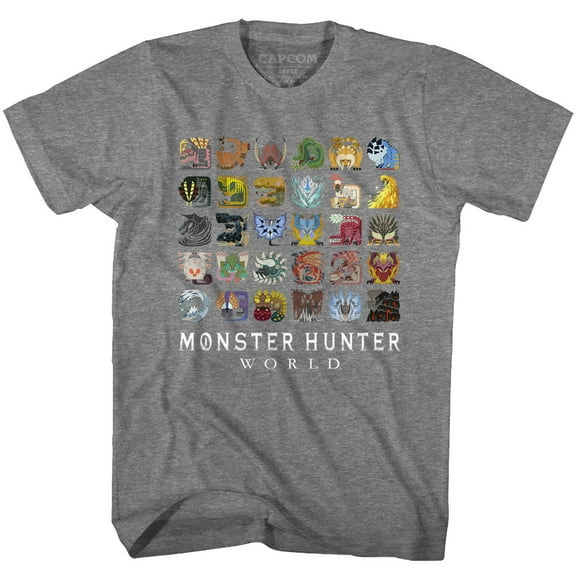 Monster Hunter Icons Graphite Heather Adult T-Shirt