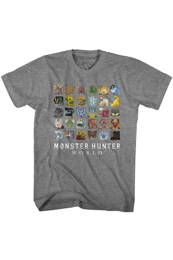 Monster Hunter Icons Graphite Heather Adult T-Shirt