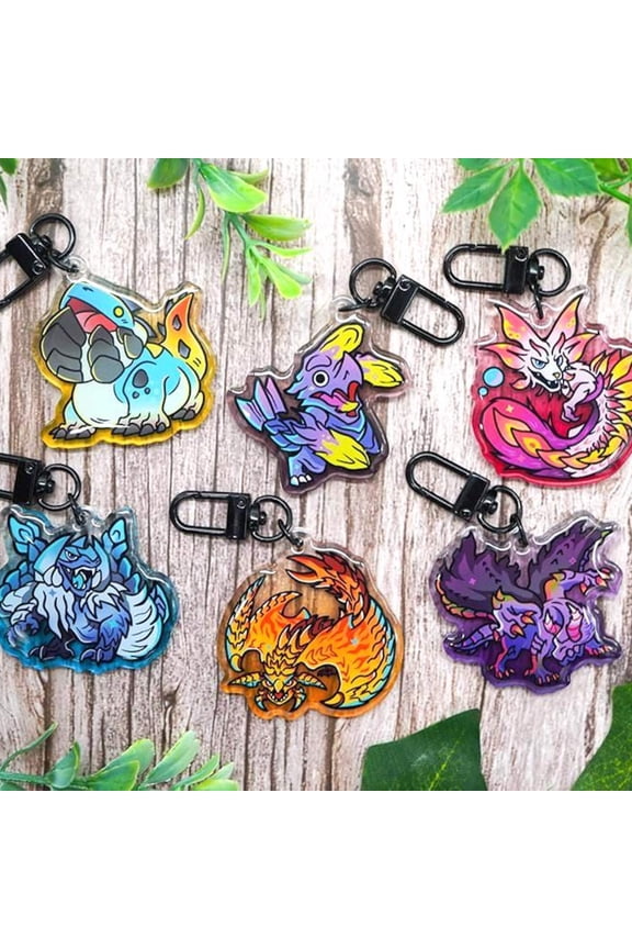 Monster Hunter Keychains Cute Video Game Gift for Friend Backpack Accessory Wallet Keychain Monster Hunter Fan Gift Gamer Keychain Accessory (1 keychain)