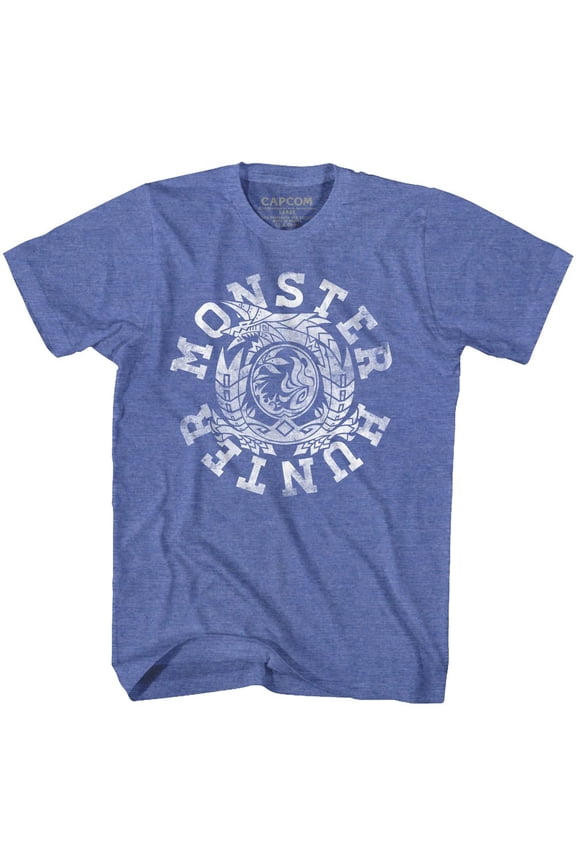 Monster Hunter MH Circle White Ink Royal Heather Adult T-Shirt