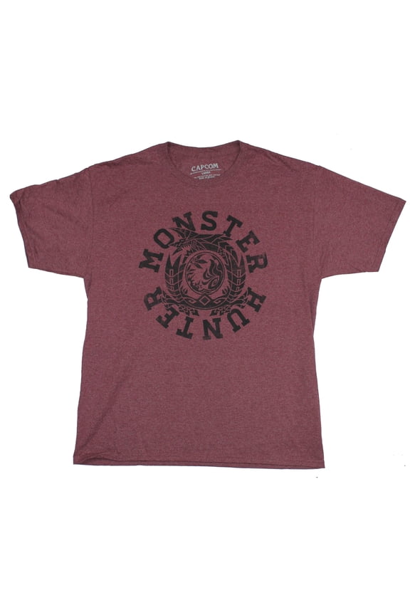 Monster Hunter World Mens T-Shirt - Monster Hunter Red Circle Logo Image (Small)