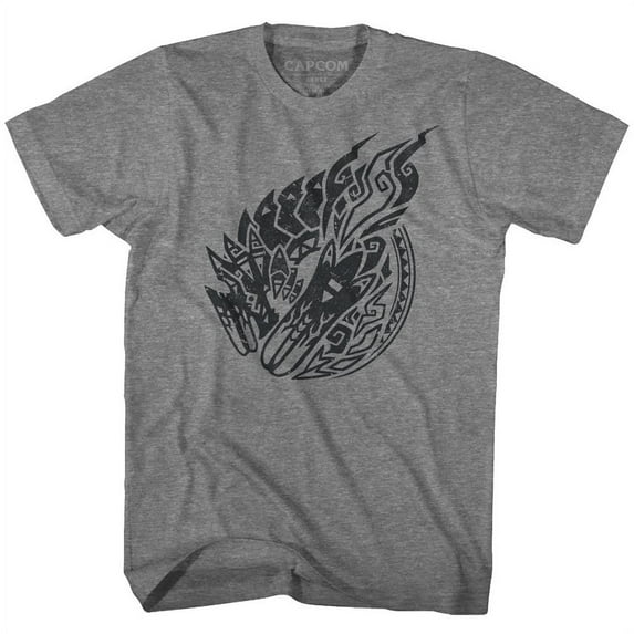 Monster Hunter3 Emblem Graphite Heather Adult T-Shirt 5Xl