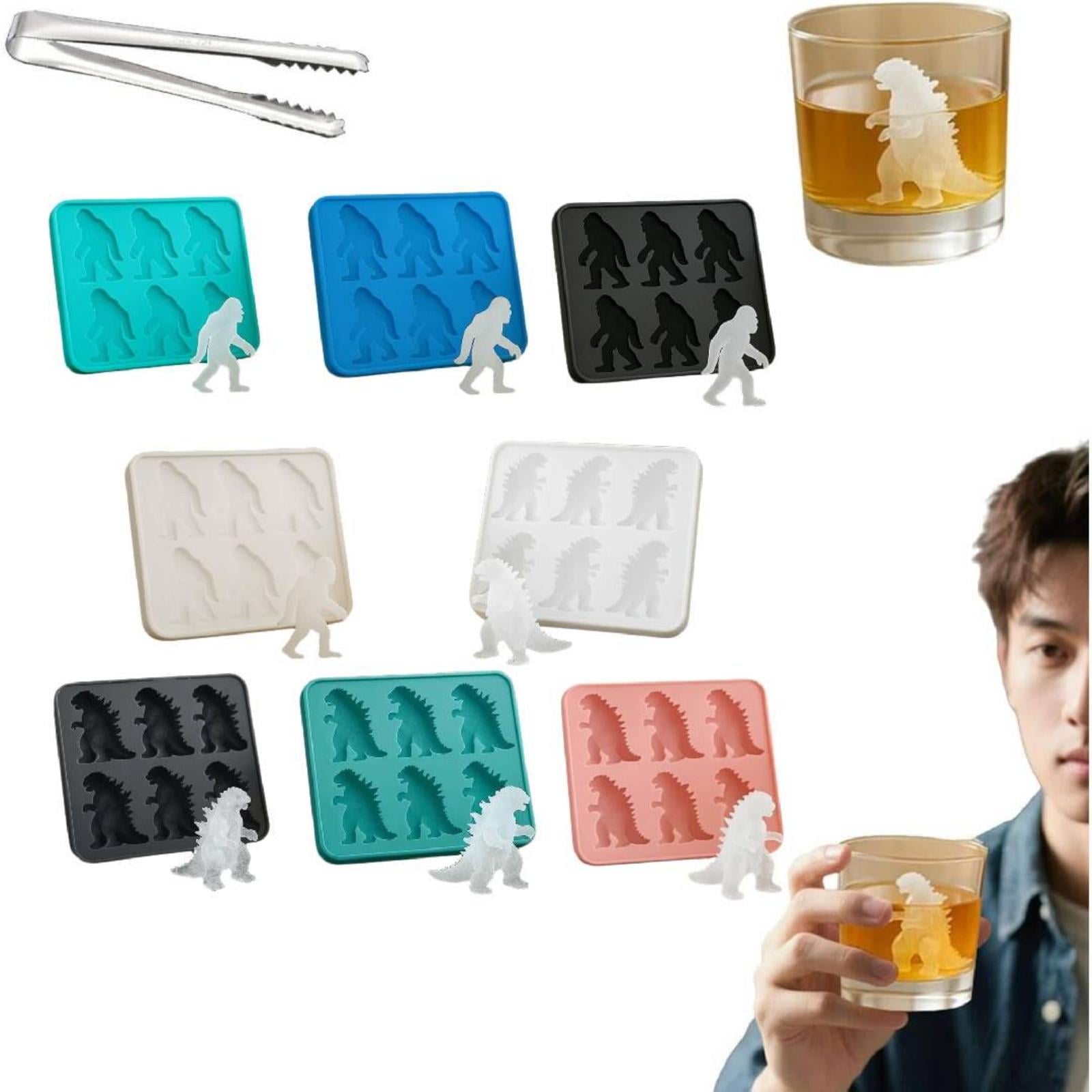 Monster Ice Cube Trays for Freezer, Dinosaur Ice Cube Mold, 6 Cavity ...