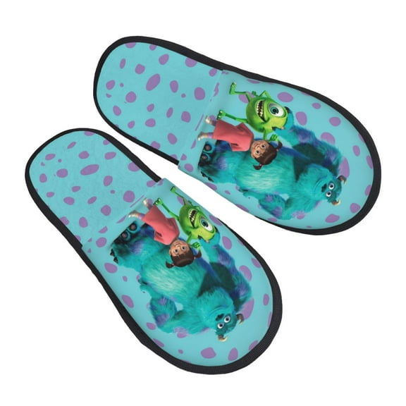 Monster Inc Furry Slippers for Women Girls,Fuzzy House Slippers Winter Anti-Slip Indoor And Outdoor Slip On Shoes