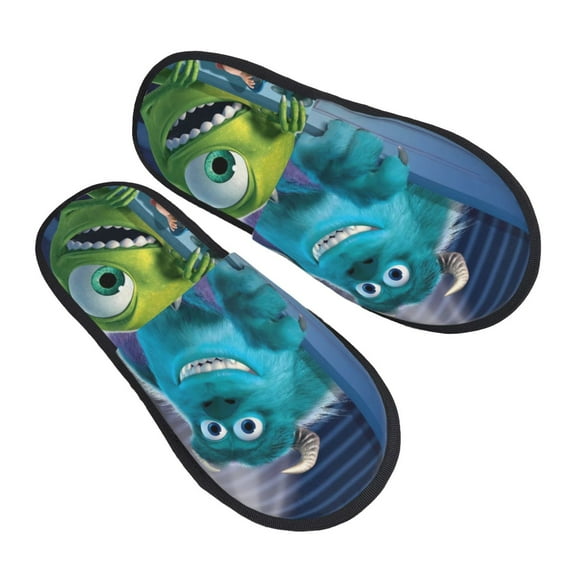 Monster Inc Furry Slippers for Women Girls,Fuzzy House Slippers Winter Anti-Slip Indoor And Outdoor Slip On Shoes