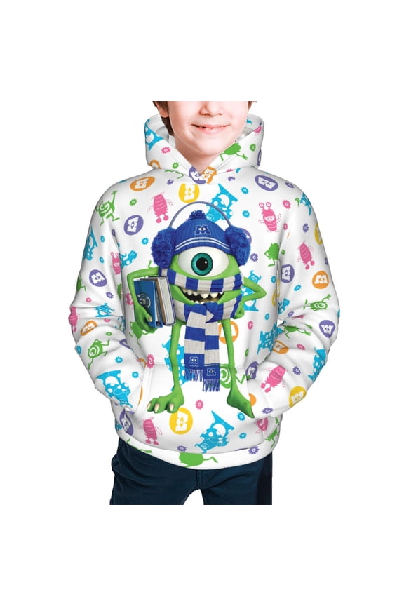 Monster Inc Girls Boys Graphic Hooded Sweatshirt Sizes 7-20 Pullover Sweatshirt Monster Inc Merch Gifts for Kids Teens