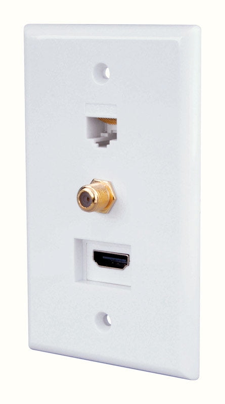 White Plastic 1-Gang HDMI and Coaxial Wall Plate