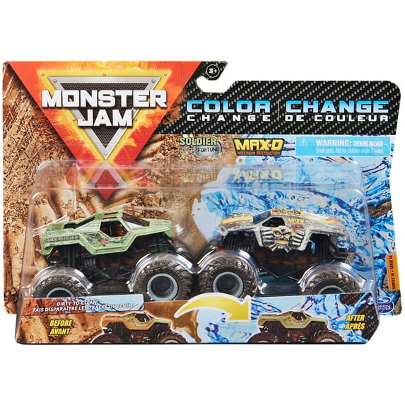 Monster Jam 1:64 2-Pack (Color Change) Soldier Fortune vs Max D