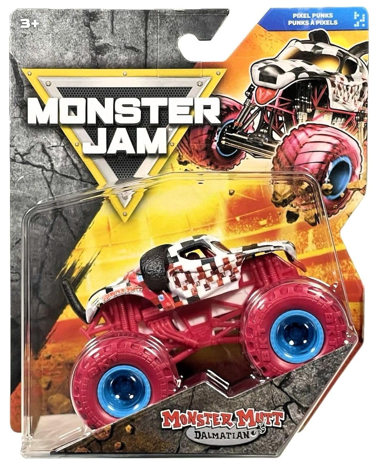 Monster Jam Series 47 Pixel Punks Monster Mutt Dalmatian 1:64 Scale Die-Cast Truck with Authentic Chassis, BKT Tires, Driver & Collector Poster 2026