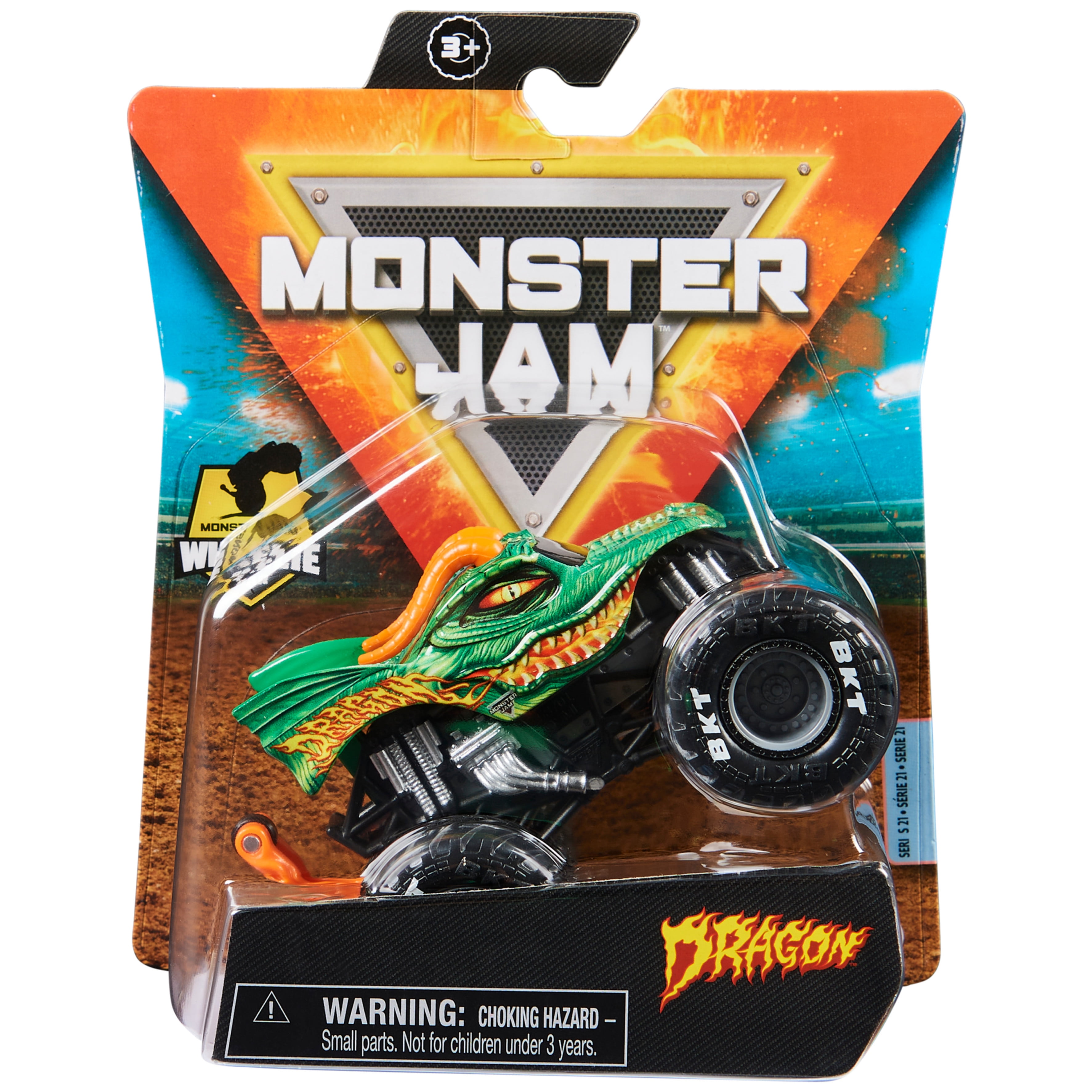 Monster Jam 1:64 Scale Dragon Monster Truck, Die-Cast, Wheelie Bar