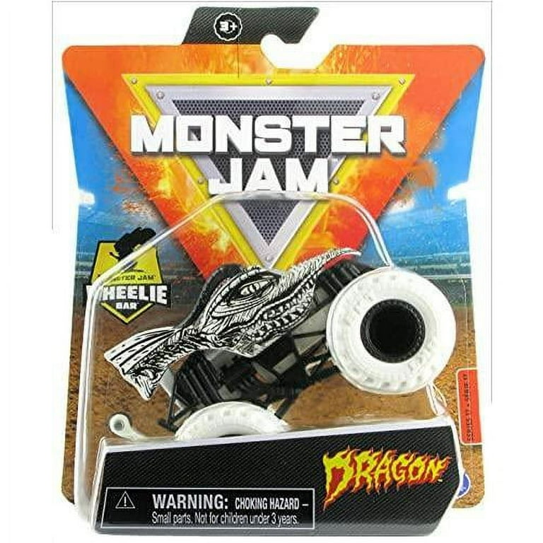 虫ポン　ホワイトと黒　2セット Monster Jam Dragon Toy Truck, 1:64 Scale, White and Black, Wheelie