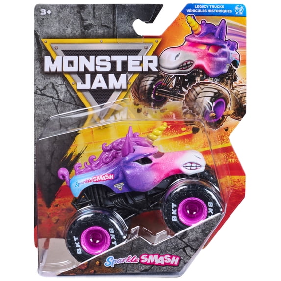 Monster Jam, Official Sparkle Smash Monster Truck, Die-Cast Vehicle, 1:64 Scale, Kids Toys for Boys Ages 3 and up