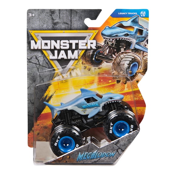 Monster Jam, Official Megalodon Monster Truck, Die-Cast Vehicle, 1:64 Scale, Kids Toys for Boys Ages 3 and up