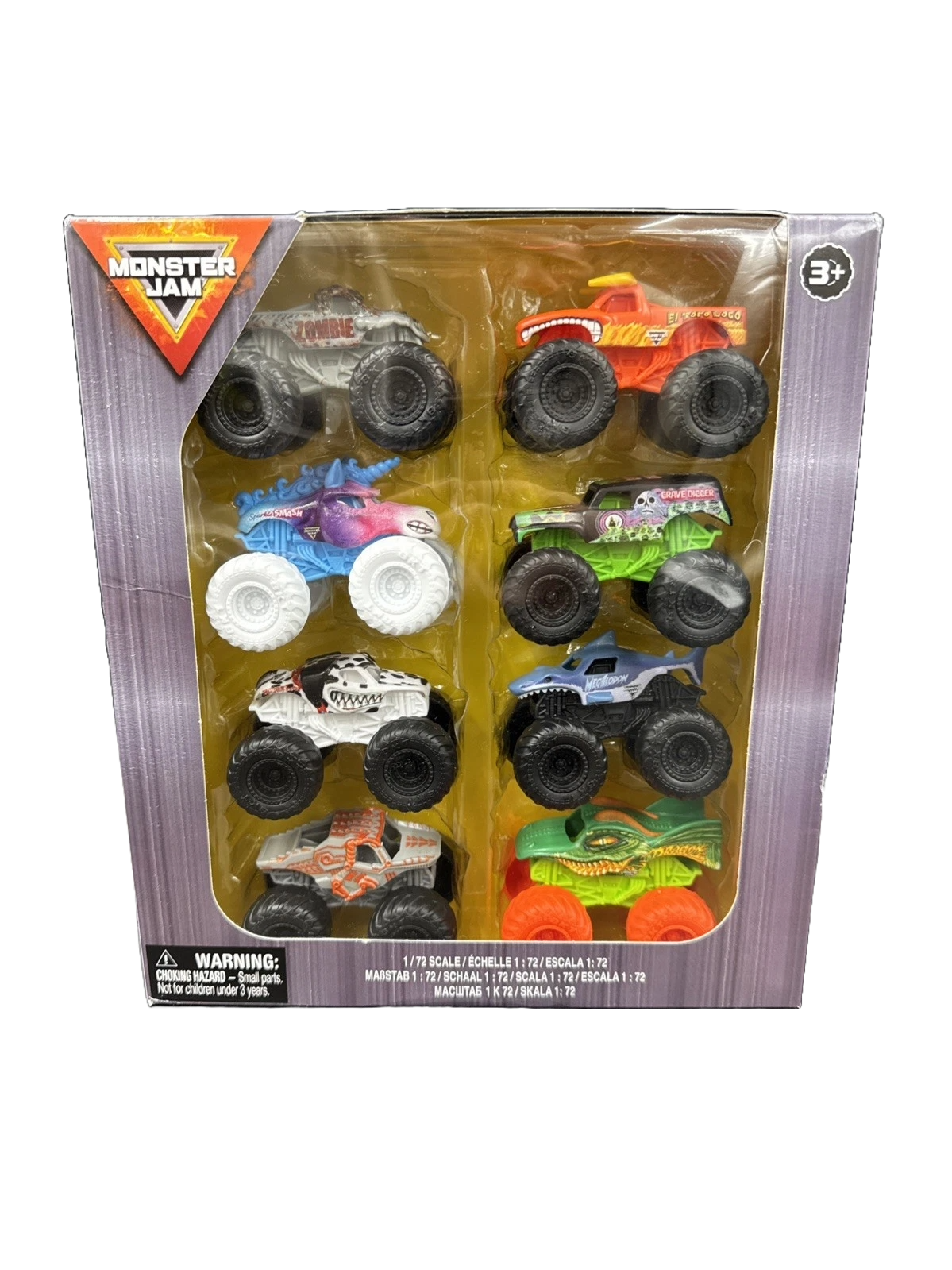 Monster Jam 1:72 8 Pack Zombie El Toro Loco Sparkle Smash