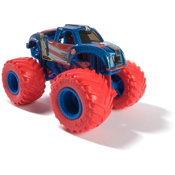 Monster Jam, Marvel Official Captain America Monster Truck, Die-Cast Vehicle, 1:64 Scale, Super Hero Kids Toys for Boys Ages 3 and up